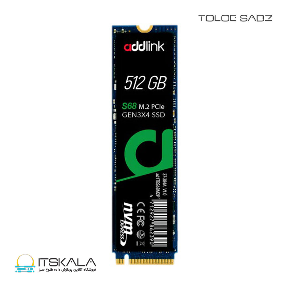 حافظه SSD ادلینگ مدل Addlink S68 GEN3X4 NVMe 512GB 